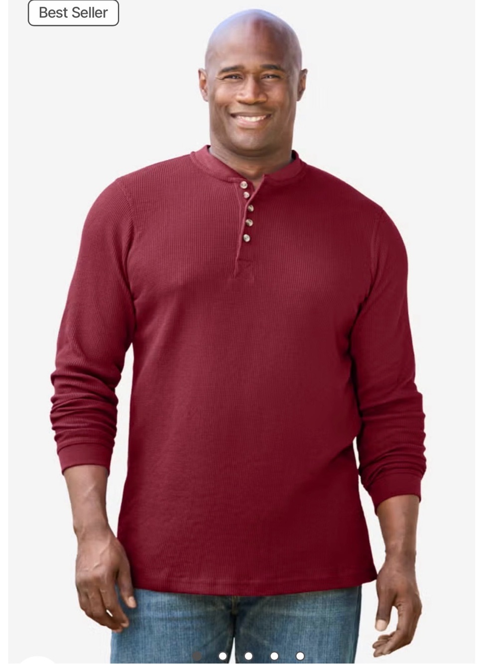 Men's Long-Sleeve Henley Shirt in Burgundy
